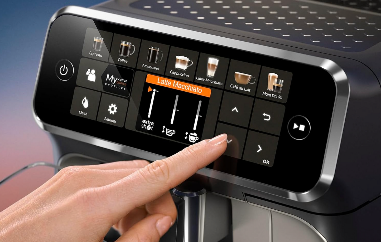 Philips Kaffeevollautomat der Serie 4300 – LatteGo Milchaufschäumer, 8 Kaffeesorten, Touchdisplay, Schwarz